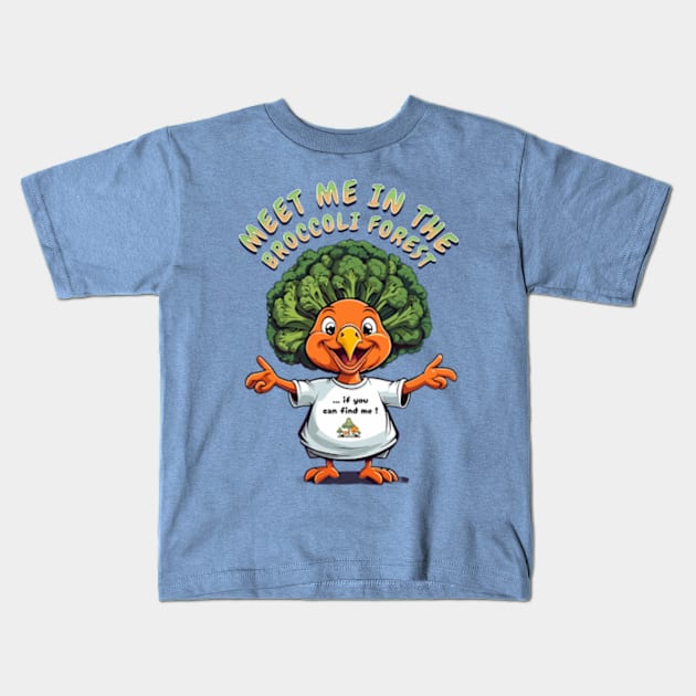 Funny broccoli thanksgiving turkey Kids T-Shirt by BrisaArtPrints